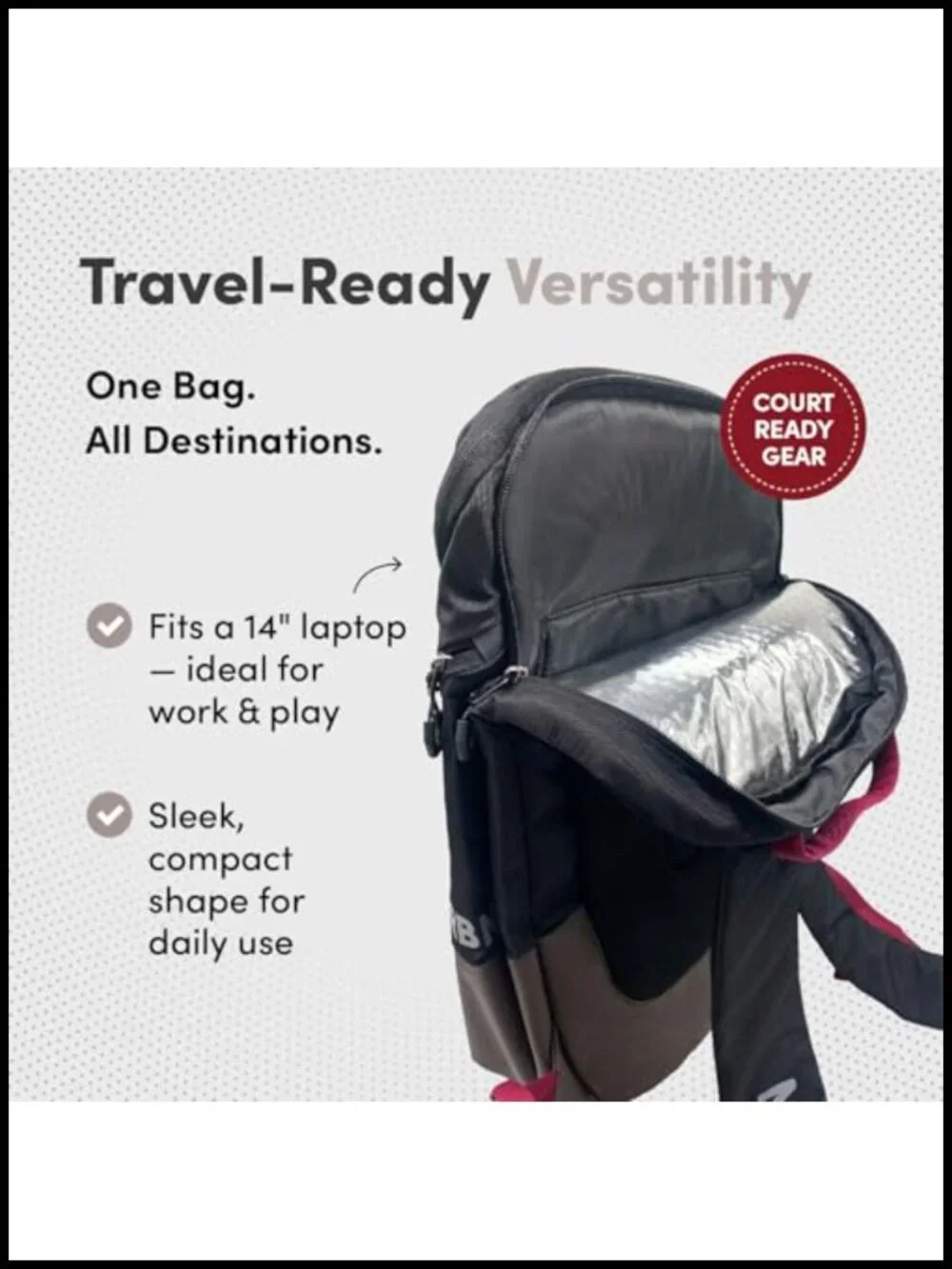 Pickleball Backpack - Padded Compartment for 3 Paddles, Shoes, Laptop